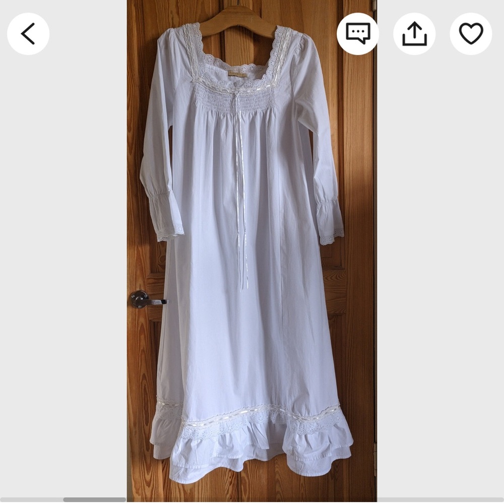 NWT Victorian White Cotton Nightgown Lace Trim Elegant Kate Kasin XL